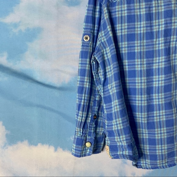 H&M- Blue Plaid Long Sleeve Button Up 1.5-2yrs - Picture 7 of 9